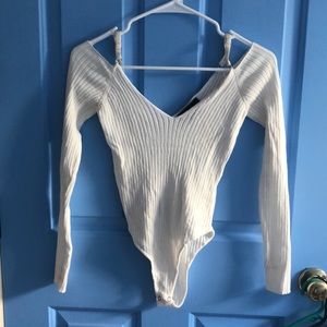 White long sleeved bodysuit